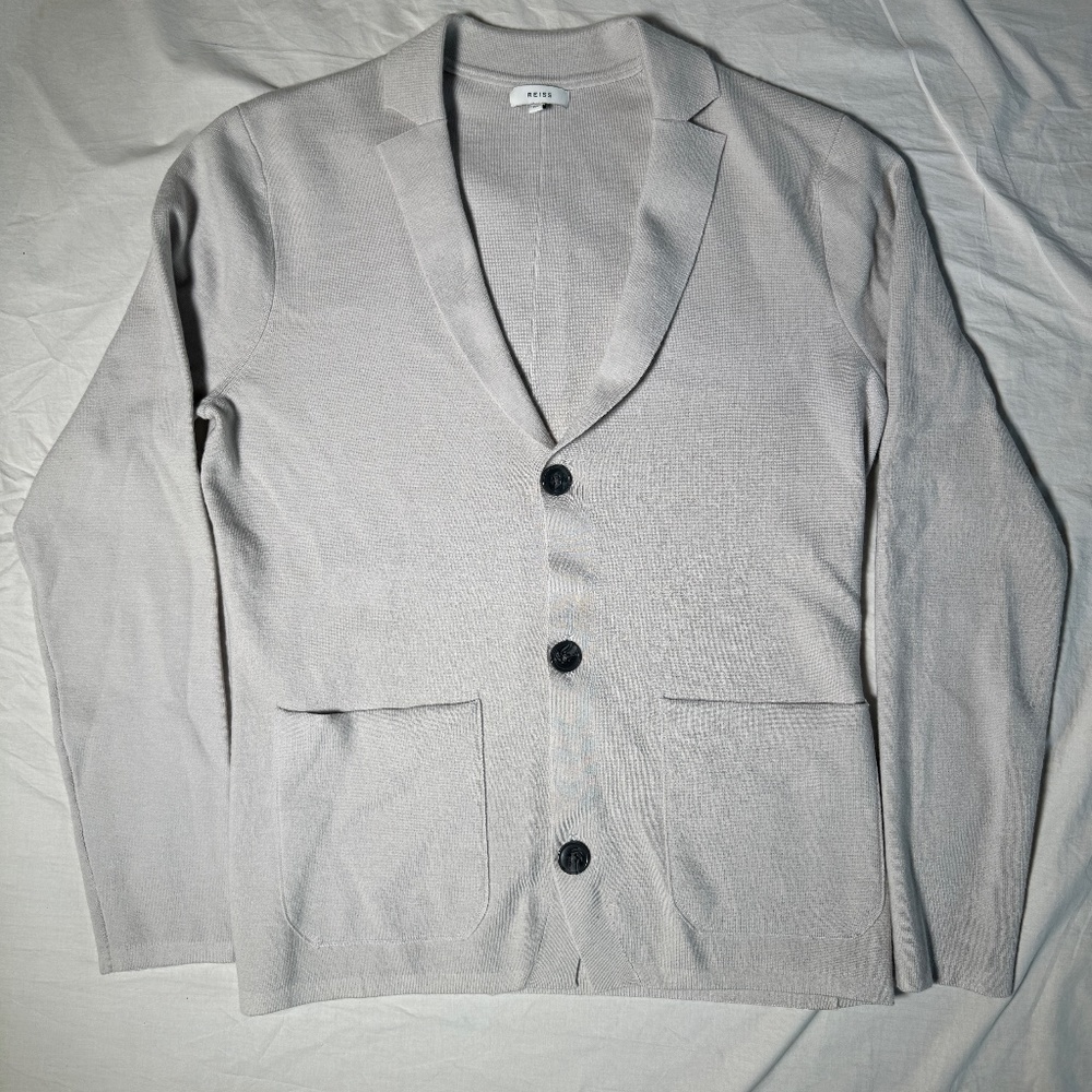 Reiss Beige Light Gray Knit Cardigan